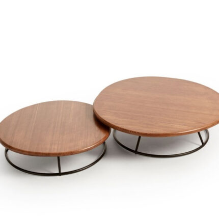 Măsuţă Brena, 2 dimensiuni, blat lemn masiv, baza din metal, personalizabilă