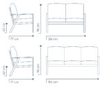 Canapea Etna, 2 sau 3 locuri, structură din aluminiu, perne acrilice uscare rapidă, de exterior - imagine 6