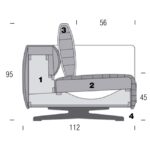 Canapea modulară Arim, tapițată, picioare metalice, personalizabilă - imagine 5
