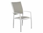 Scaun cu spătar înalt Etna, structură din aluminiu, șezut și spătar înlocuibil, stivuibil, cotiere integrate, rezistent la exterior
