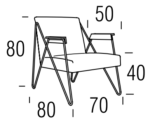 Fotoliu Tamo, tapițat, cotiere din lemn masiv, structură din metal, personalizabil - imagine 3