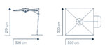 Umbrelă de plajă Roma, braț lateral din aluminiu, 8 tije din aluminiu, sistem de ventilație - imagine 3