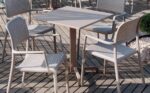 Picior masă Ibisco, structură din aluminiu vopsit, pentru blaturi rotunde și pătrate, sistem rabatare blat, stivuibil, de exterior - imagine 4