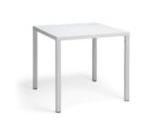 Masă pătrată Cube, structură din aluminiu vopsit, îmbinări ascunse, stivuibilă