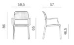 Scaun Bora, structură din polipropilenă cu fibră de sticlă, tratată UV, cotiere integrate, stivuibil - imagine 6