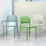 Scaun Costa, structură din polipropilenă cu fibră de sticlă, tratat UV, cotiere integrate, material reciclabil, stivuibil - imagine 5