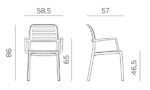 Scaun Costa, structură din polipropilenă cu fibră de sticlă, tratat UV, cotiere integrate, material reciclabil, stivuibil - imagine 6