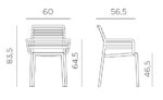 Scaun Doga, structură din polipropilenă cu fibră de sticlă, tratat UV, cotiere integrate, material reciclabil, stivuibil - imagine 6