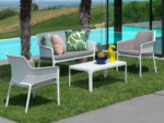 Scaun Net Relax, structură din polipropilenă cu fibră de sticlă, tratat UV, cotiere integrate, material reciclabil, stivuibil - imagine 3