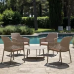 Scaun Net Relax, structură din polipropilenă cu fibră de sticlă, tratat UV, cotiere integrate, material reciclabil, stivuibil - imagine 5