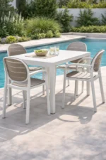 Scaun Palma, structură din polipropilenă, tratat UV, cotiere integrate, material reciclabil, stivuibil - imagine 4