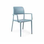 Scaun Riva, structură din polipropilenă cu fibră de sticlă, tratat UV, cotiere integrate, material reciclabil, stivuibil - imagine 3