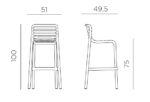 Scaun bar Doga, structură din polipropilenă cu fibră de sticlă, tratat UV, fără cotiere, material reciclabil, stivuibil - imagine 6