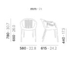 Scaun cu cotiere Tatami, din polipropilenă cu fibră de sticlă, stivuibil, pentru interior și exterior - imagine 8