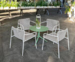 Scaun lounge Tribeca, cotiere integrate, din metal cu PVC împletit, stivuibil, pentru exterior - imagine 6