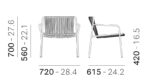Scaun lounge Tribeca, cotiere integrate, din metal cu PVC împletit, stivuibil, pentru exterior - imagine 8