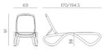 Șezlong Omega, structură din polipropilenă UV, spătar reglabil, fără cotiere, stivuibil - imagine 6