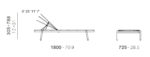 Șezlong Rail, fix, structură din aluminiu și oțel, spătar reglabil, saltea și parasolar opționale, stivuibil - imagine 6